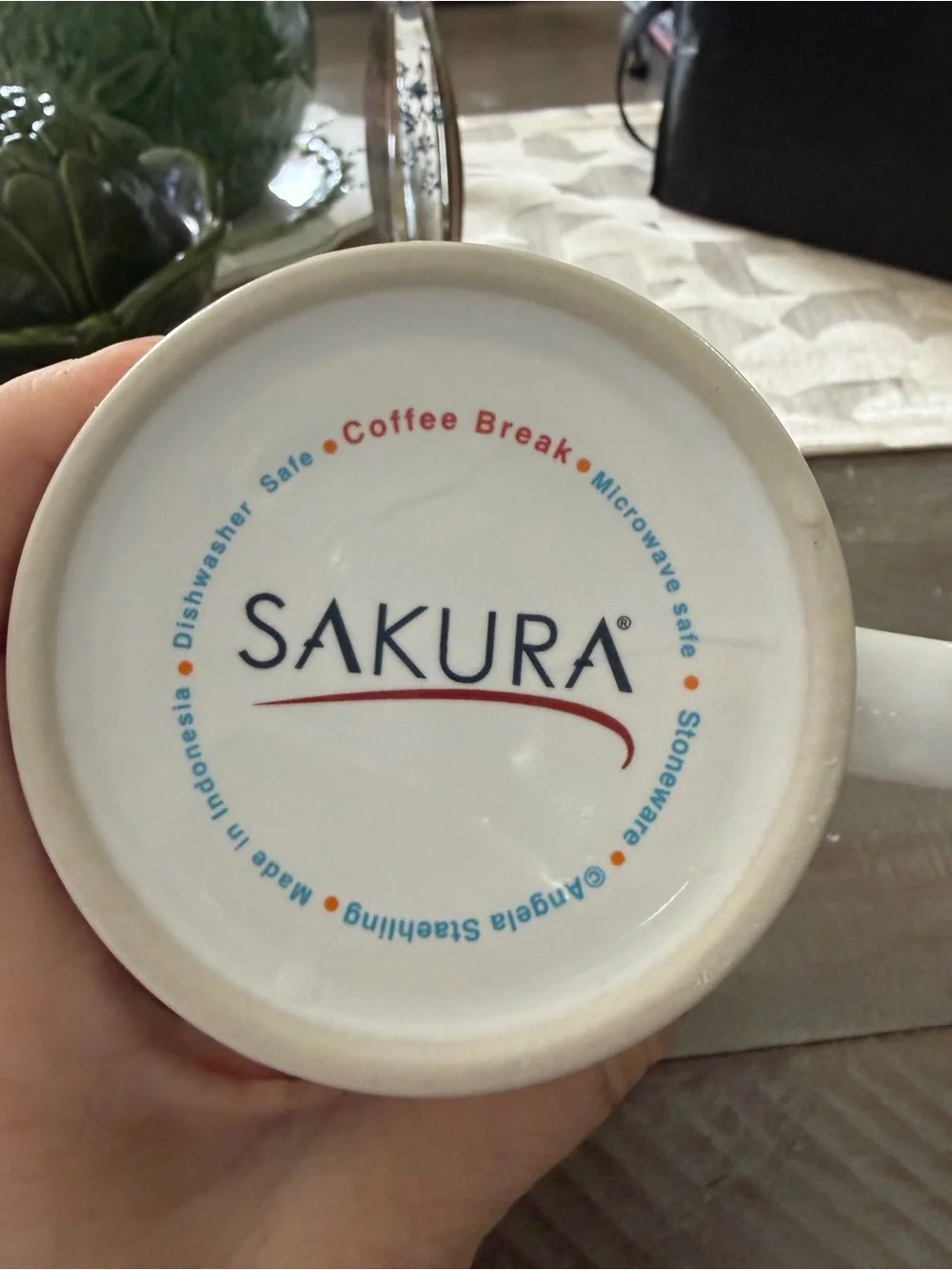Sakura White Coffee Co. Dark Roast Ceramic Mug with Black and Brown Accents